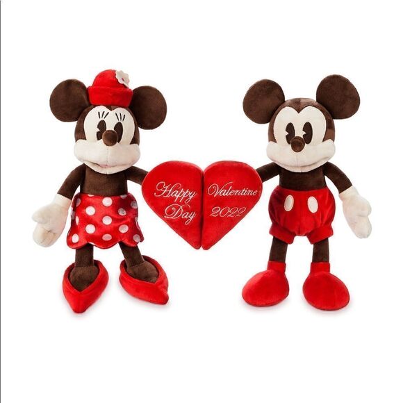 Disney Mickey & Minnie Valentines plush figures NWT - Picture 1 of 4